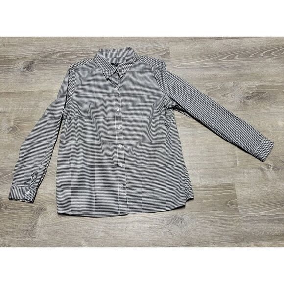 Women's CHADWICK'S black &‎ white pattern button down shirt, long sleeve size 12 - Picture 1 of 10